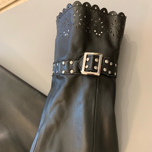 Pamela McCoy black leather jacket with studs and buckles in size M - Picture 7 of 9